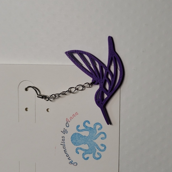 3D Printed Humming Bird Earrings - Picture 3 of 3
